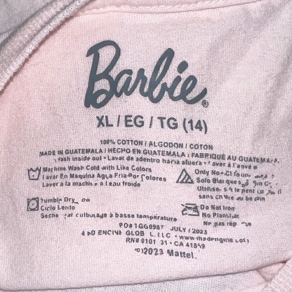 Barbie Girls Pink T-Shirt Logo Short Sleeve Graphic T-Shirt XL 14 EUC - Picture 8 of 8